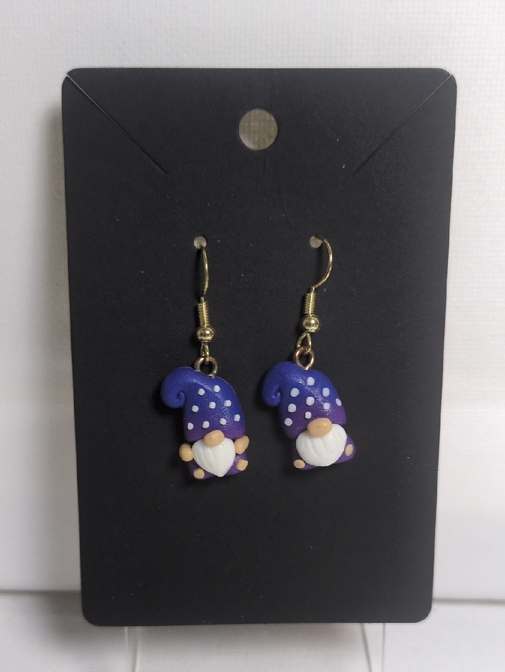 Handmade Purple Gnome Dangle Earrings